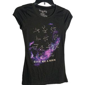 Wound Up Astrological Signs T Shirt XS Black Crewneck Short Sleeves Galaxy
